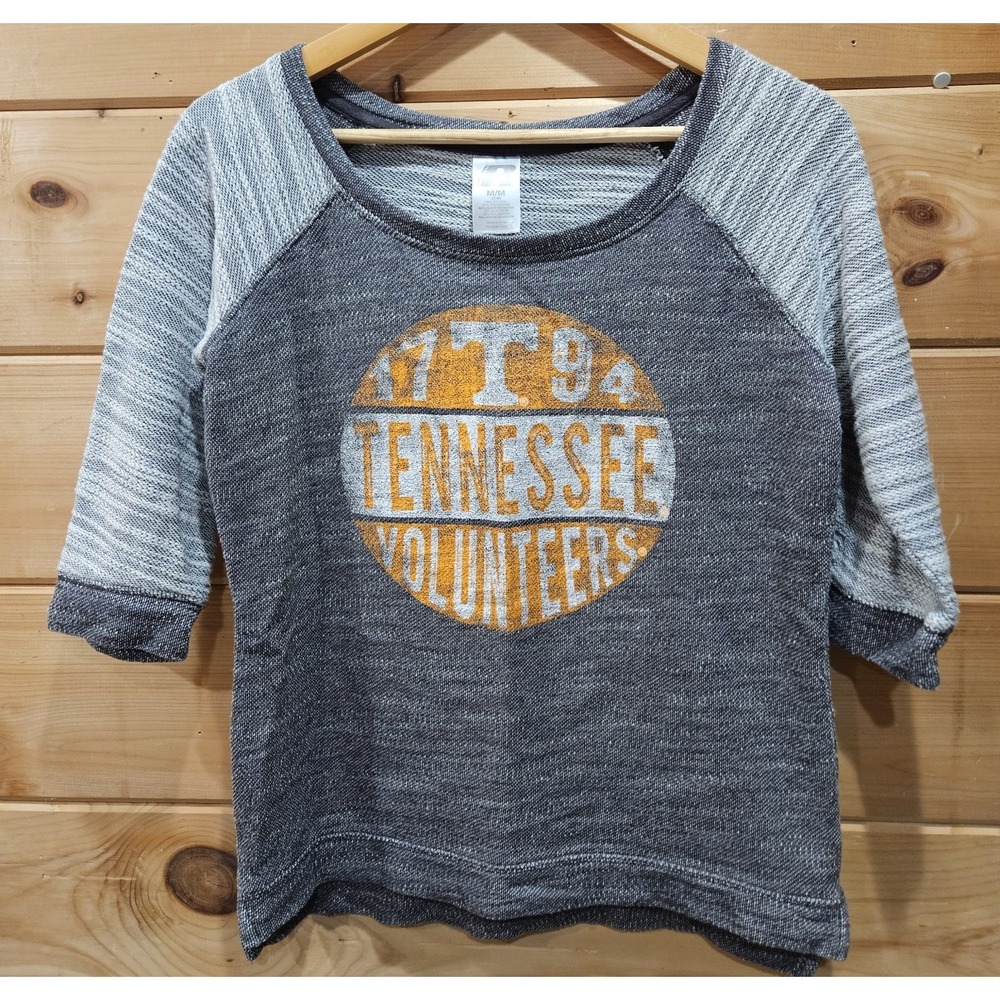 Tennessee Volunteers Womens Medium Gray Raglan Sweatshirt Top UT Vols NCAA